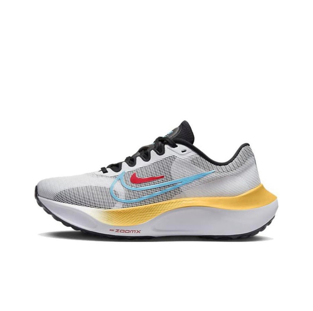 Nike Zoom Fly 5 Running Shoes in White Yellow Blue DM8974-002 - product image from the listing.