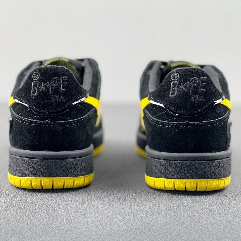 A Bathing Ape SK8 Sta Sneakers in Black Yellow - product image from the listing.