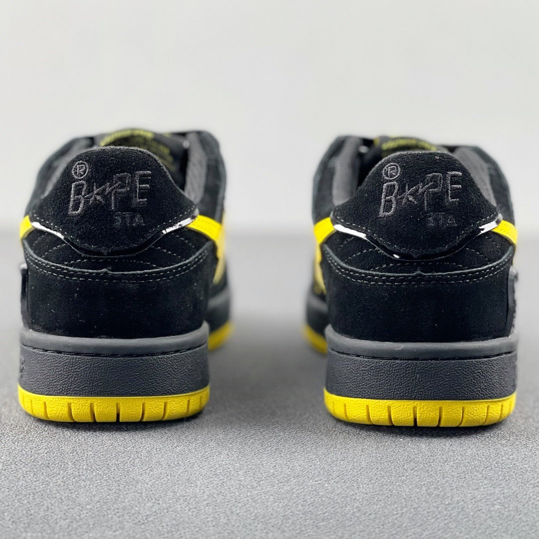 A Bathing Ape SK8 Sta Sneakers in Black Yellow - product image from the listing.