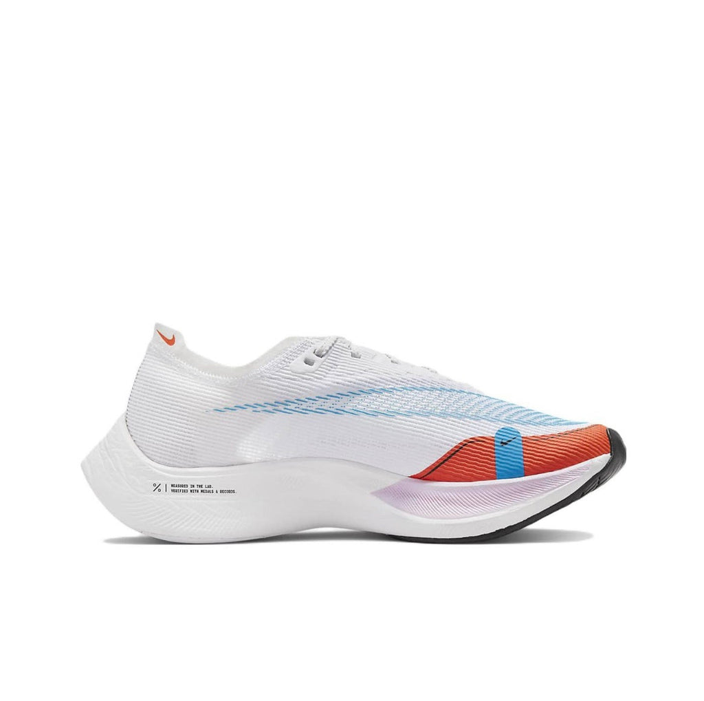 Nike ZoomX Vaporfly NEXT% 2 Running Shoes in White Blue Red CU4123-102 - product image from the listing.