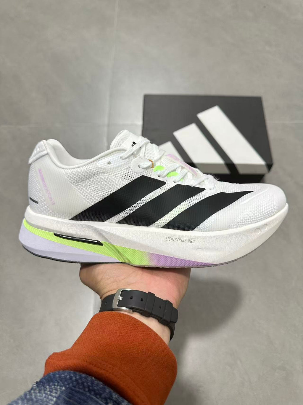 Adidas Lightstrike Pro Running Shoes in White Black - product image from the listing.