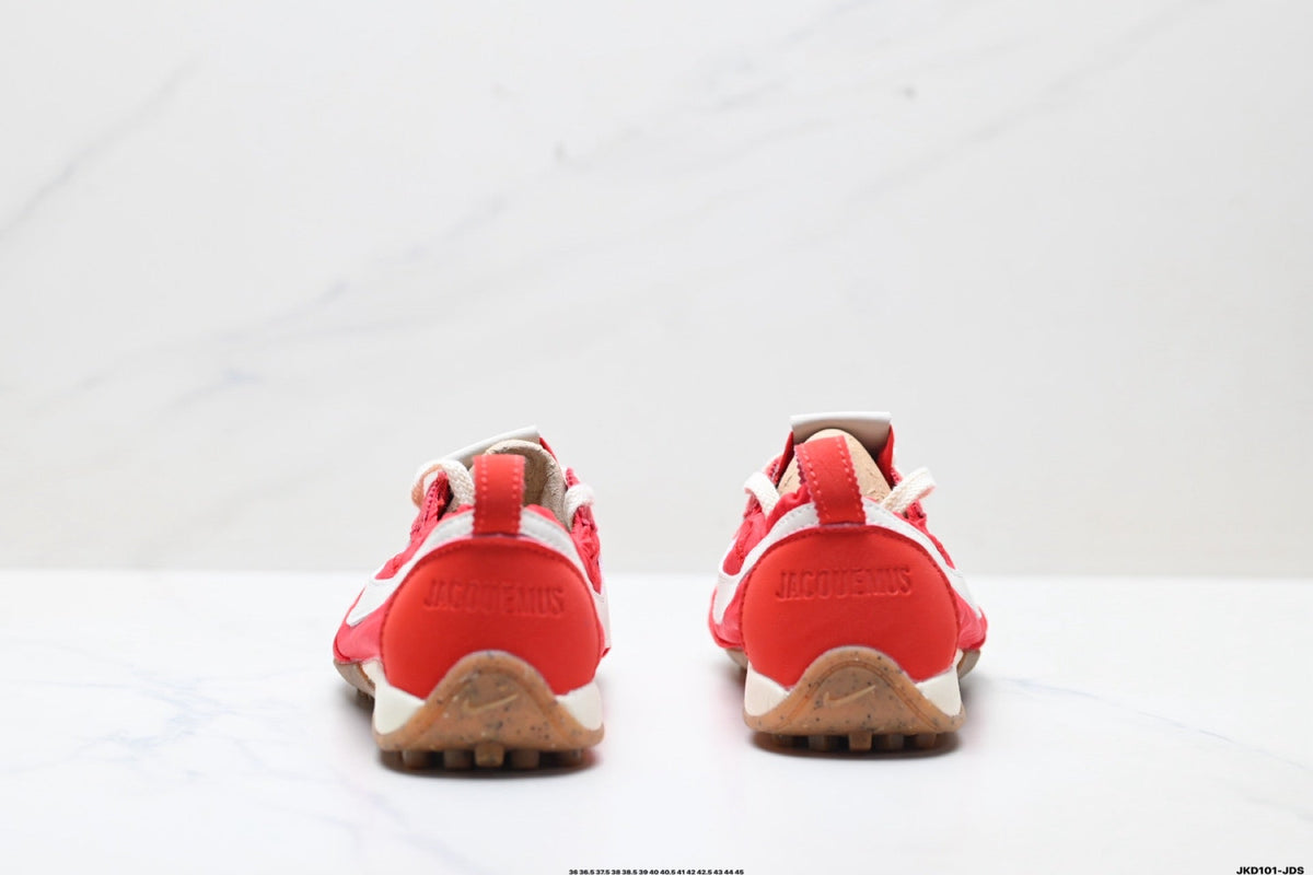 Red and White Nike Jacquemus Low-Profile Sneakers - product image from the listing.