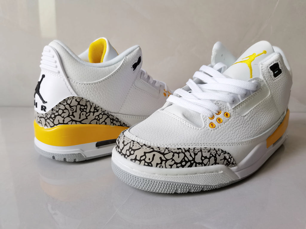 Air Jordan 3 Retro White Yellow Sneakers - product image from the listing.