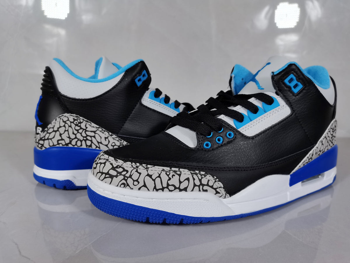 Black Blue Elephant Print Sneakers - Jordan 3 Retro - product image from the listing.