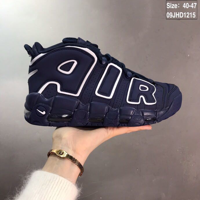 Nike Air More Uptempo Sneakers, in Midnight Navy and White - product image from the listing.