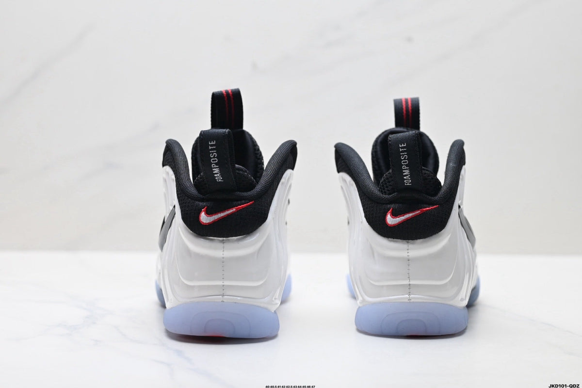 Nike Air Penny Foamposite One Sneakers in Black White Red - product image from the listing.
