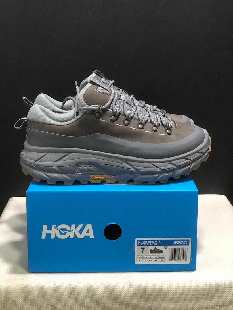 Gray HOKA Tor Summit Trail Sneakers - product image from the listing.