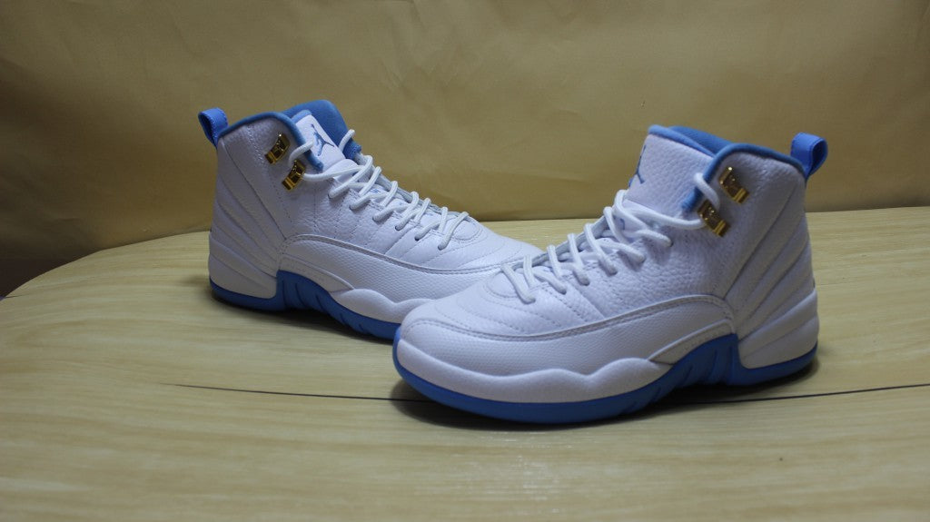 Air Jordan 12 High-Top Sneakers in University Blue 510815-127 - product image from the listing.