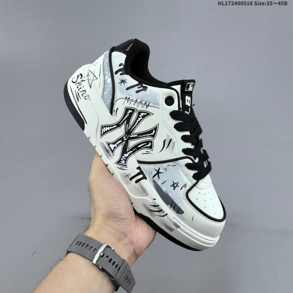 MLB Chunky Liner Low-Top Sneakers, in White and Pink - product image from the listing.