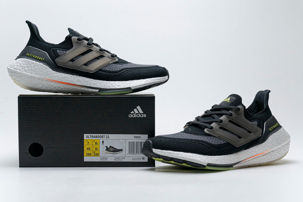 adidas Ultraboost 21 Running Shoes FY0374 in Black - product image from the listing.