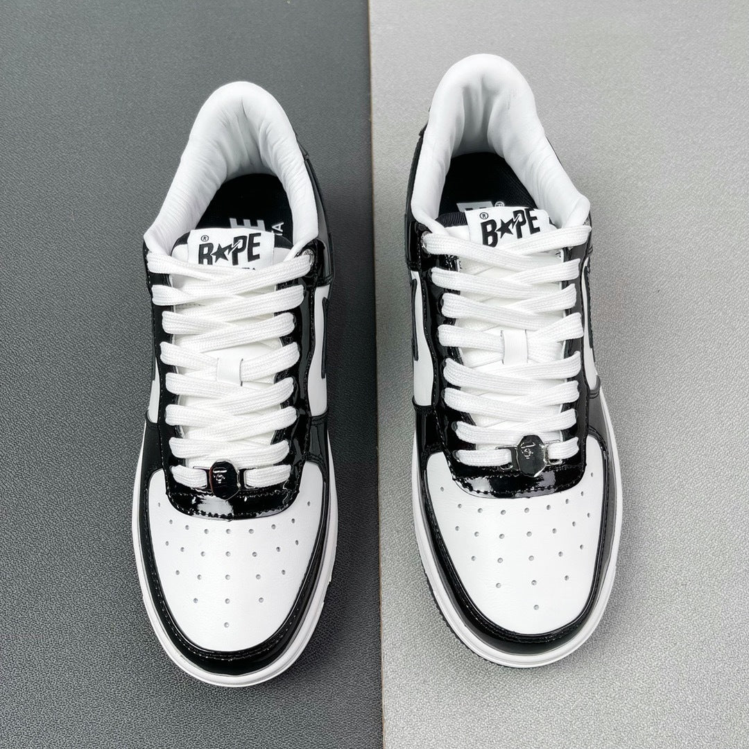 BAPE STA Low Sneakers in Black and White 1H70-191-001 - product image from the listing.