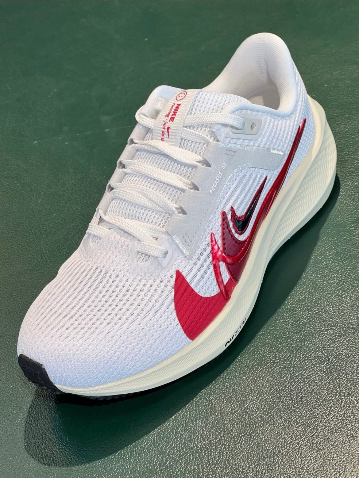 Nike Pegasus 40 PRM Running Shoes in White Red FB7703-100 - product image from the listing.