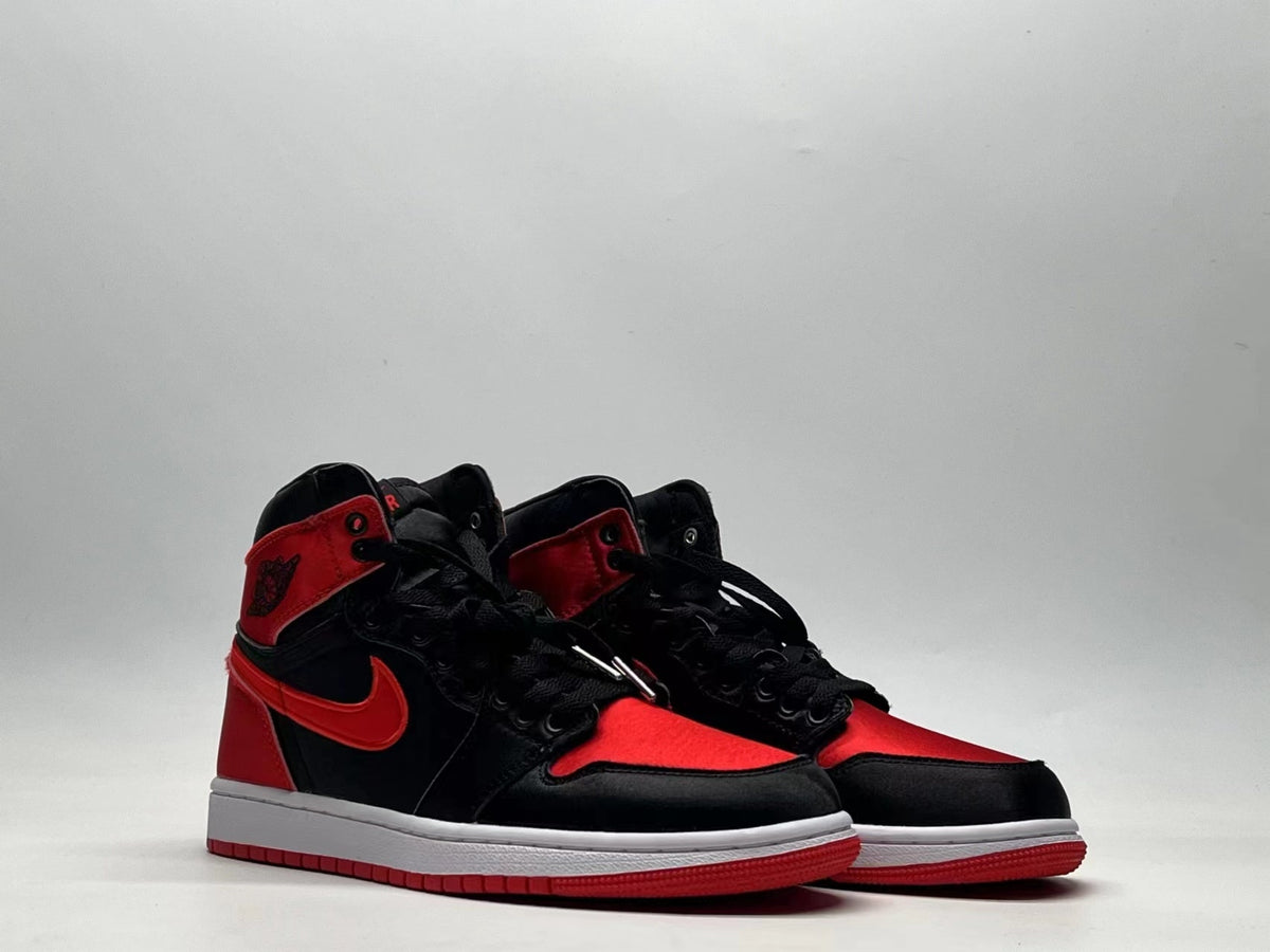 "Banned" Air Jordan 1 High OG Satin (Full-Grain & Satin) - product image from the listing.