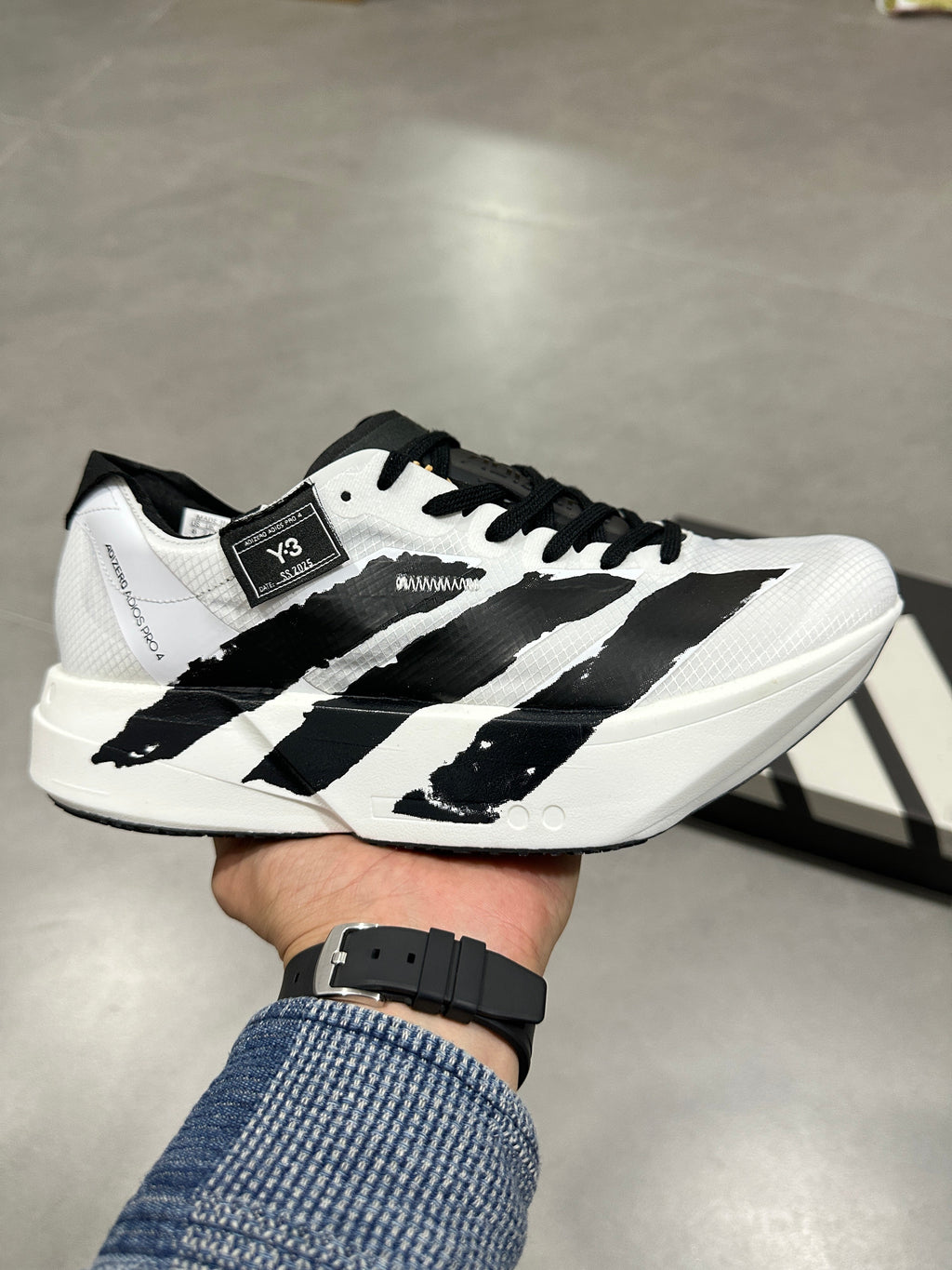 adidas Y-3 Adizero Running Shoes in White Black JR6658 - product image from the listing.