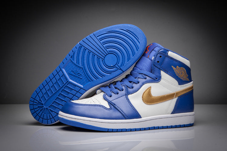 Air Jordan 1 High Sneakers in Blue White Gold - product image from the listing.
