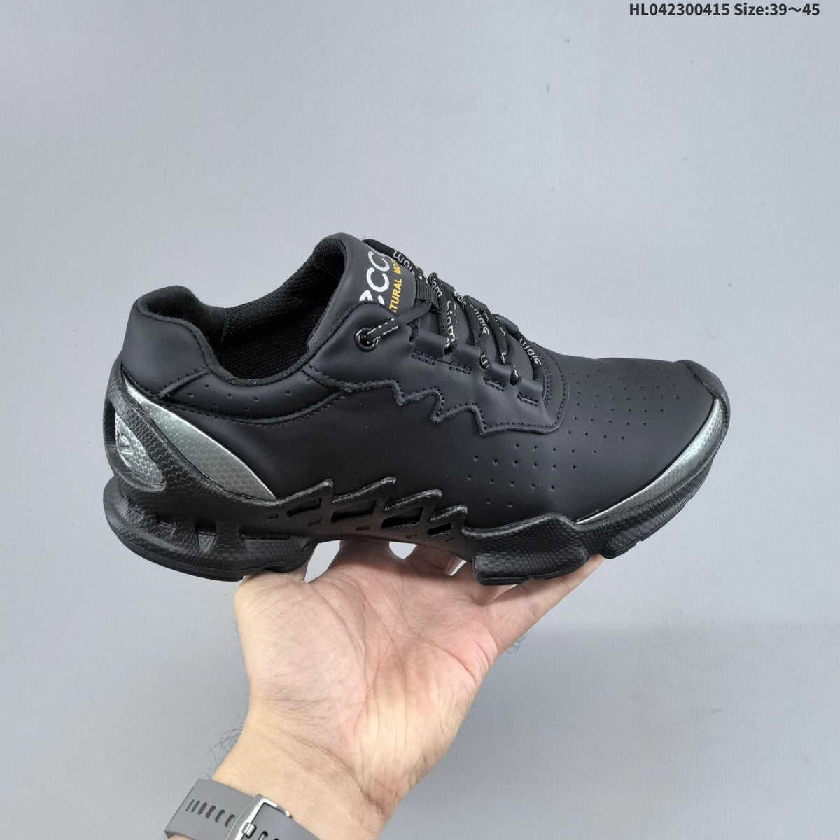 Men's ECCO Black Perforated Lace-Up Sneakers - product image from the listing.