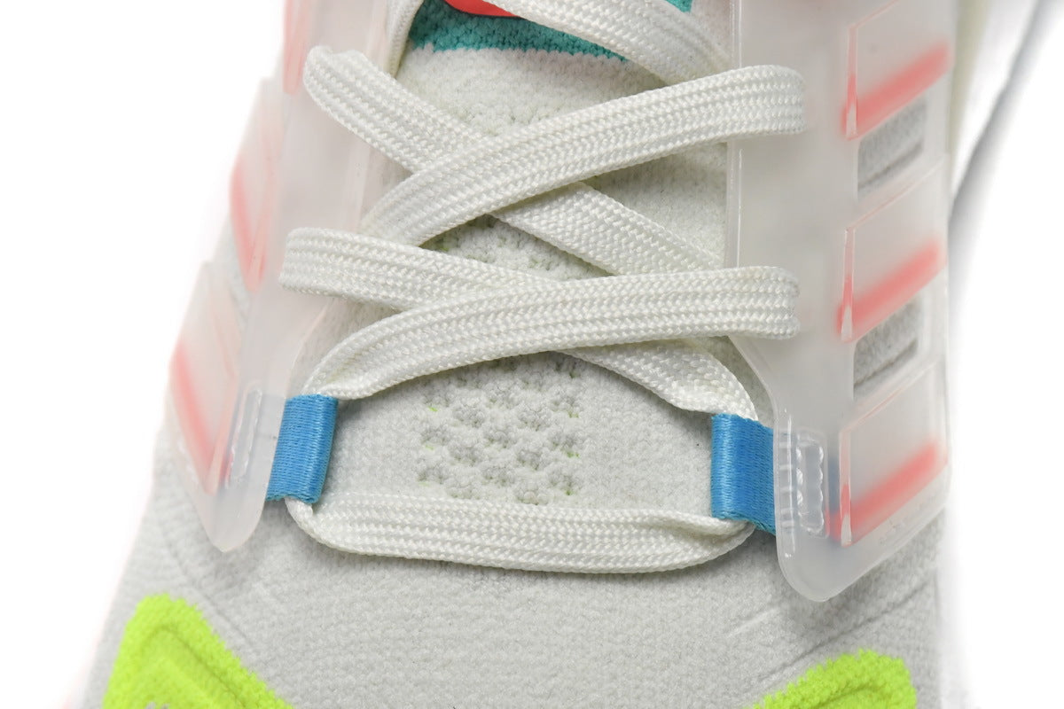 Adidas Ultra Boost 22 GX8015 Running Shoes in White Blue Yellow - product image from the listing.