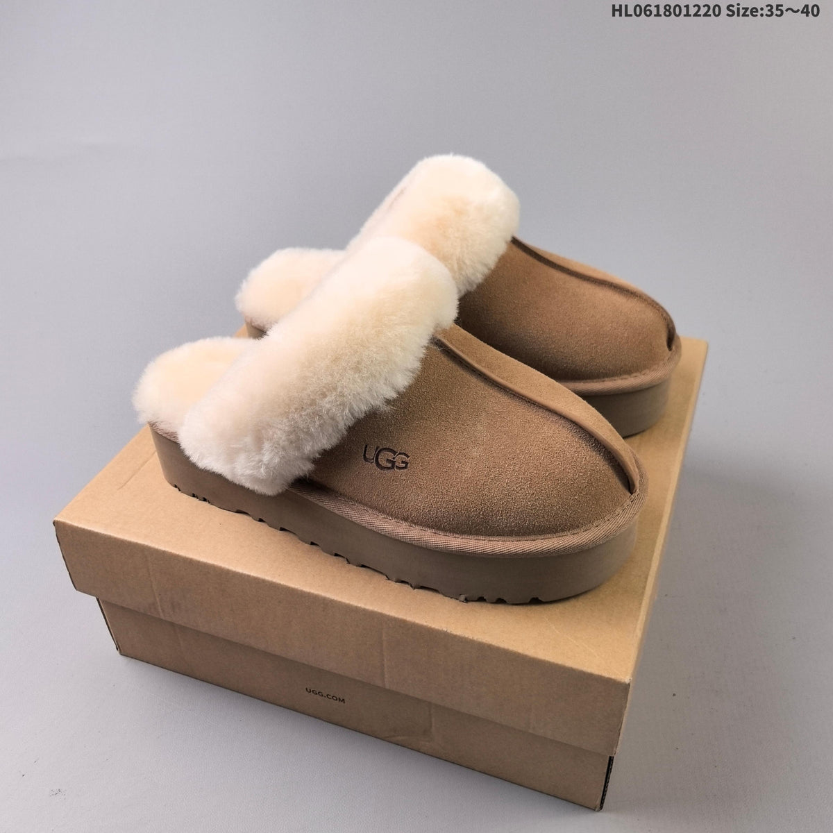 Suede-Look Faux-Fur Lined Platform Mules by UGG - product image from the listing.