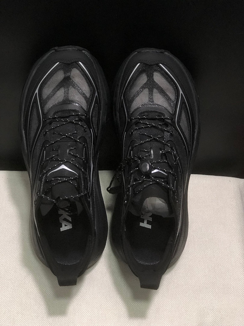 HOKA Stinson One 7 Black Trail Trainers - product image from the listing.