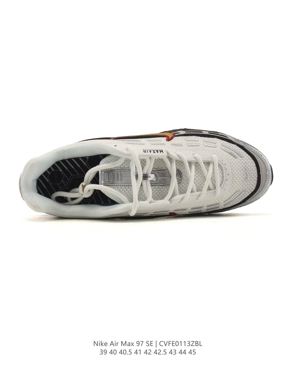 Nike Air Max 97 SE Sneakers in White Silver Gold CVFF013ZBL - product image from the listing.
