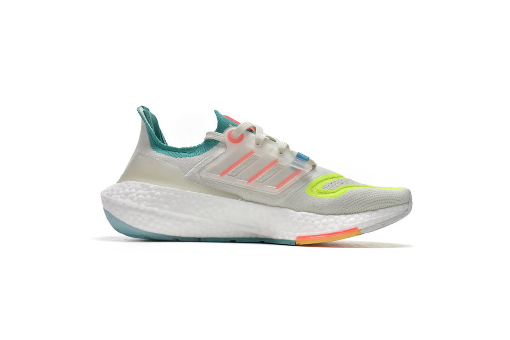 Adidas Ultra Boost 22 GX8015 Running Shoes in White Blue Yellow - product image from the listing.