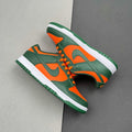 Nike Dunk Low Miami Hurricanes in Green and Orange DD1391-300 - product image from the listing.