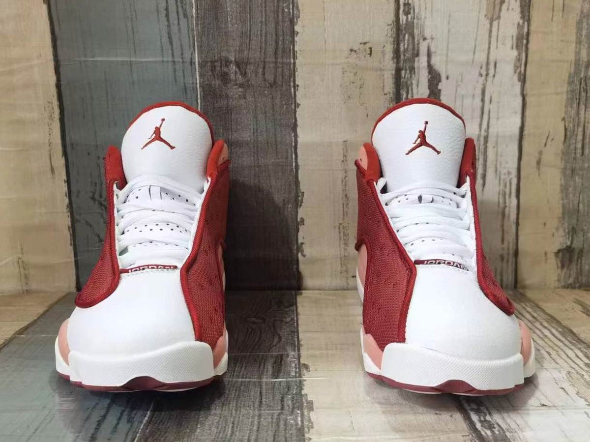Men's Air Jordan 13 Sneakers - White & Burgundy - product image from the listing.
