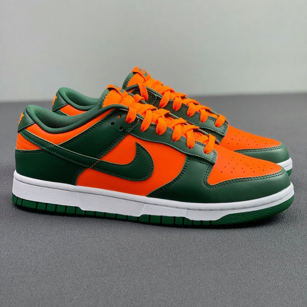 Nike Dunk Low Miami Hurricanes in Green and Orange DD1391-300 - product image from the listing.
