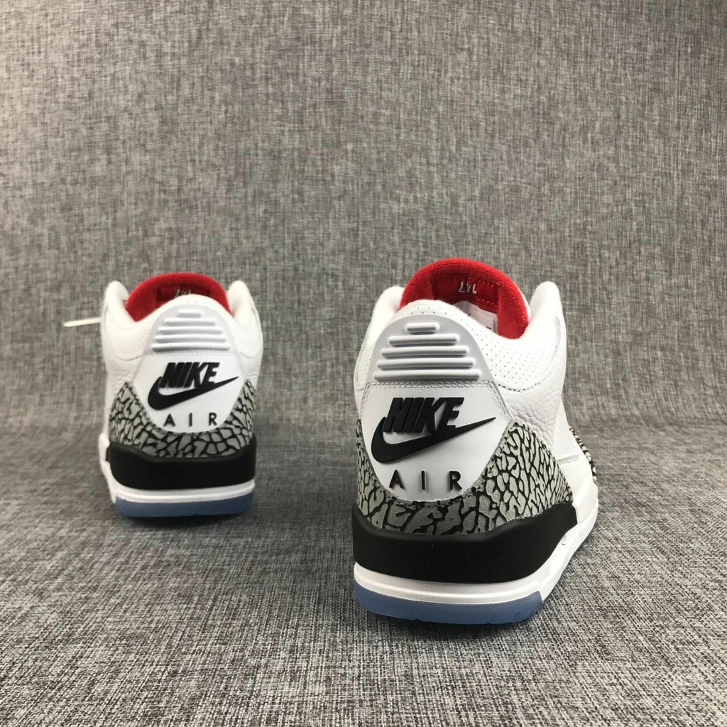 Air Jordan 3 White Cement Sneakers with Translucent Blue Sole - product image from the listing.