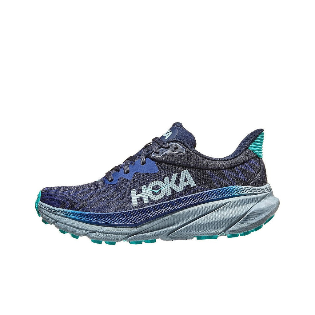 HOKA Challenger 7 Trail Running Shoes, in Navy and Teal - product image from the listing.