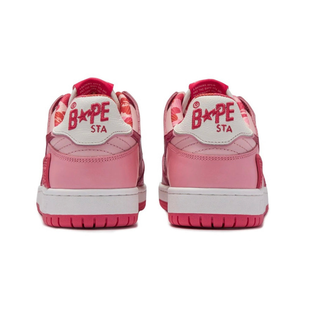 Pink and Burgundy BAPE SK8 STA Sneakers - product image from the listing.