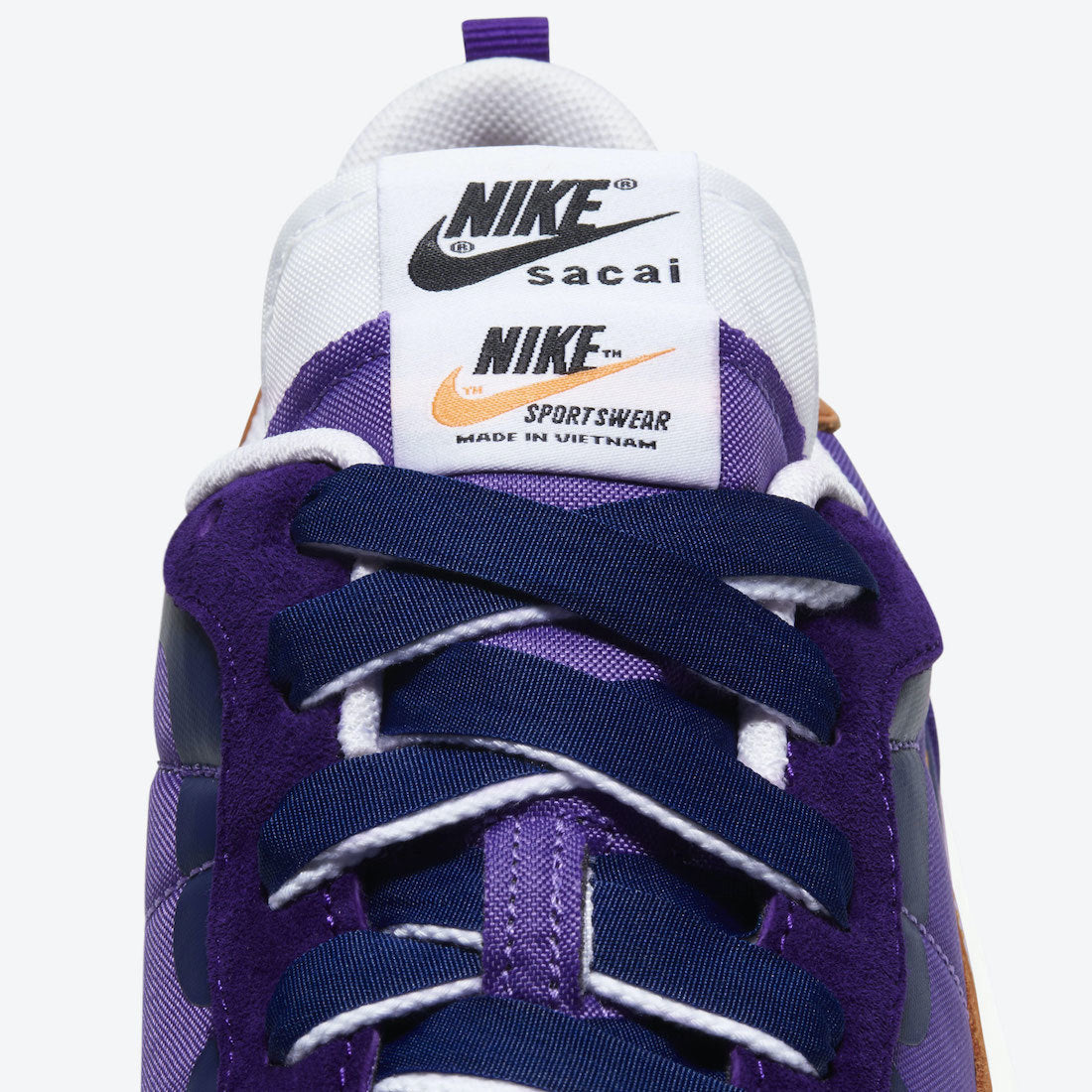 Nike x sacai VaporWaffle Sneakers in Purple DD1875-500 - product image from the listing.
