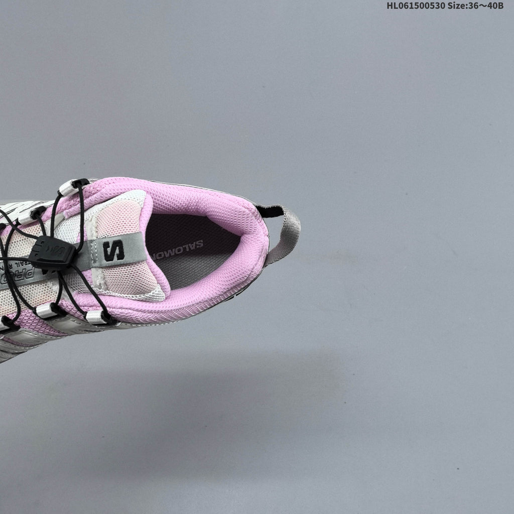 Pink and White Salomon XA PRO 3D Trail Running Shoes - product image from the listing.