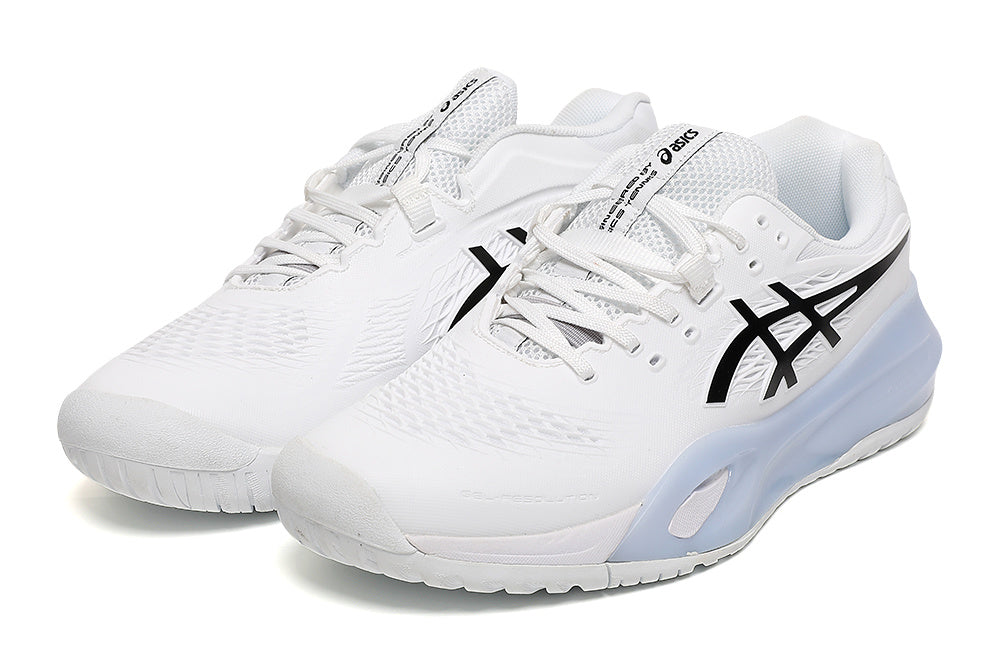 ASICS White and Black Court Trainers - product image from the listing.
