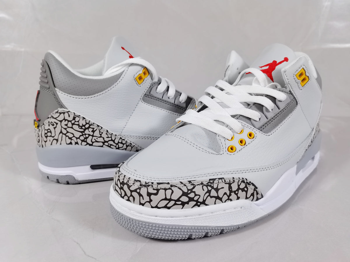 Air Jordan 3 Retro White Grey Orange Sneakers - product image from the listing.