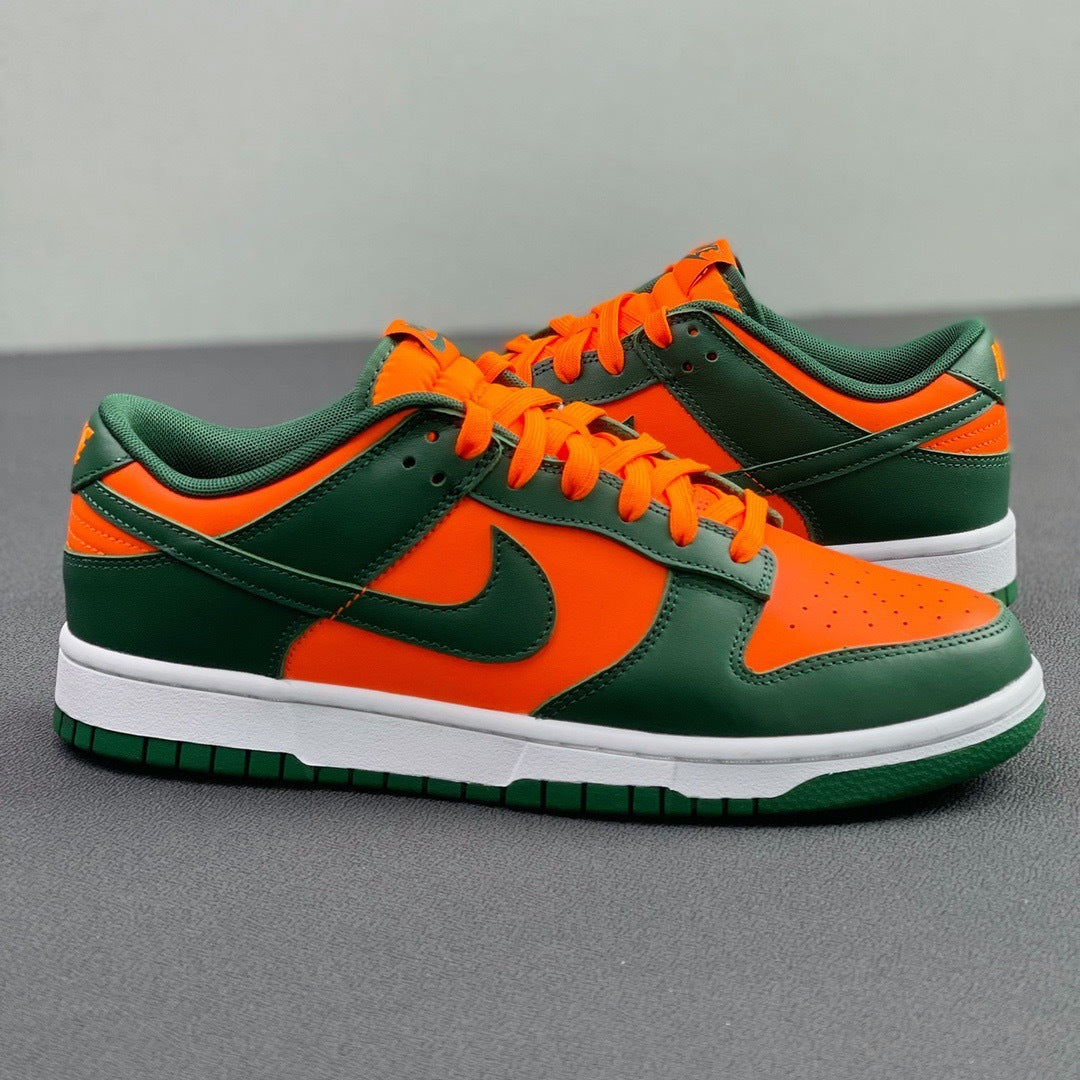 Nike Dunk Low Miami Hurricanes in Green and Orange DD1391-300 - product image from the listing.