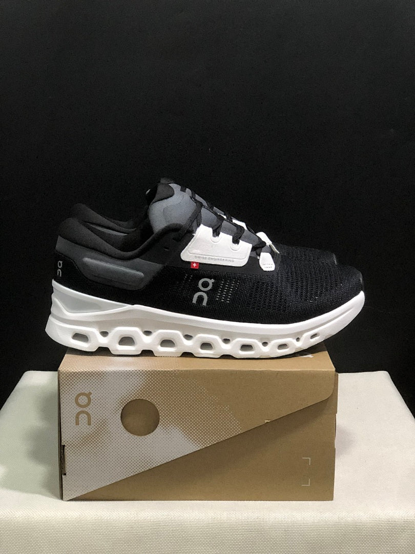 On Cloudstratus 3 Running Shoes, in Black and White - product image from the listing.