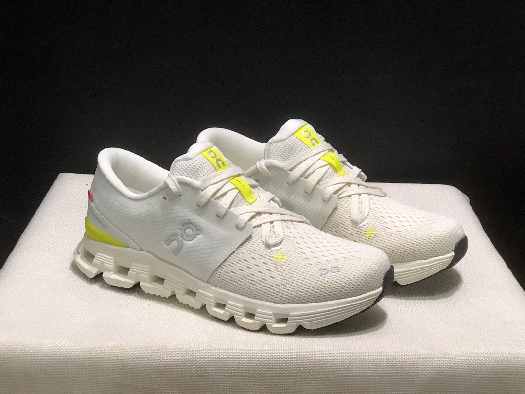 On Cloud X 4 Sneakers, in White and Yellow - product image from the listing.