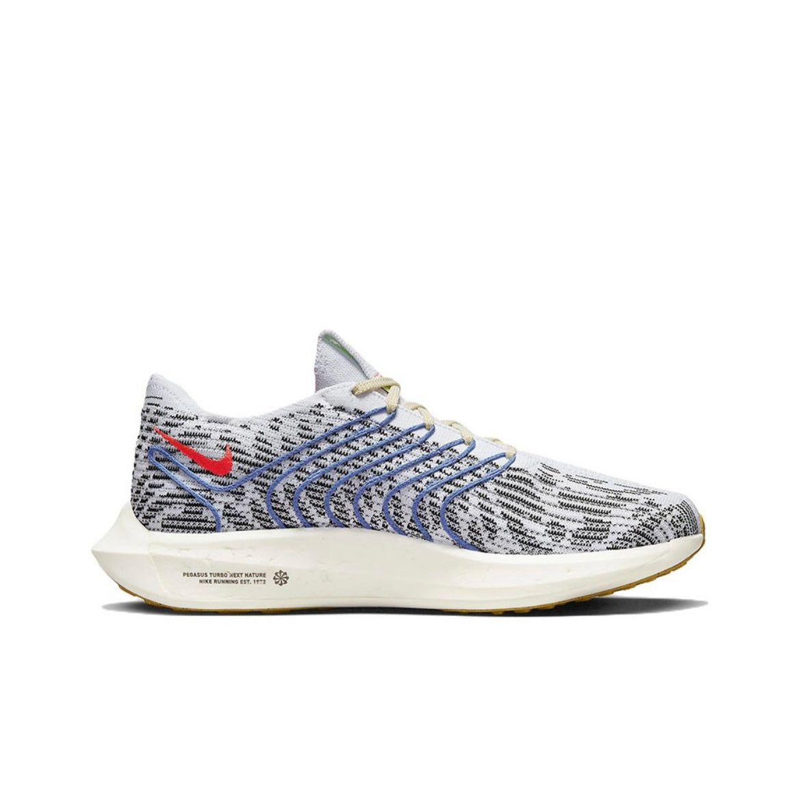 Nike Pegasus Turbo Next Nature Running Shoes in White Red DM3413-002 - product image from the listing.