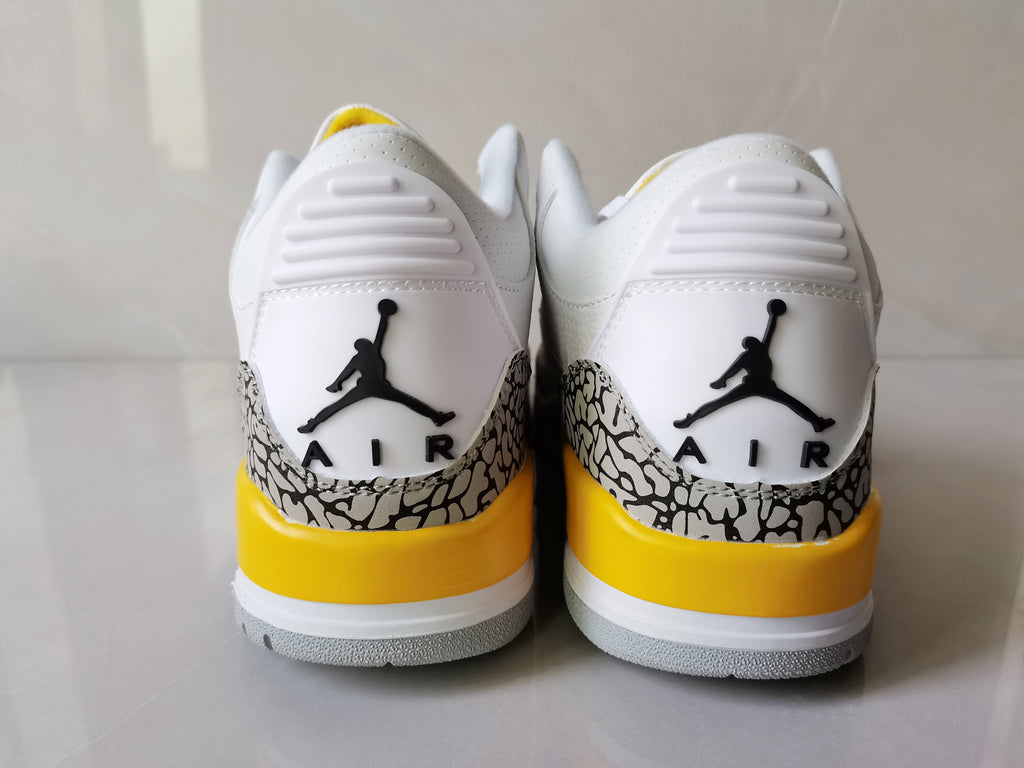 Air Jordan 3 Retro White and Yellow Sneakers - product image from the listing.
