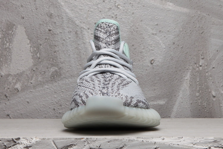 Gray and Mint Yeezy 350 V2 Knit Sneakers - product image from the listing.