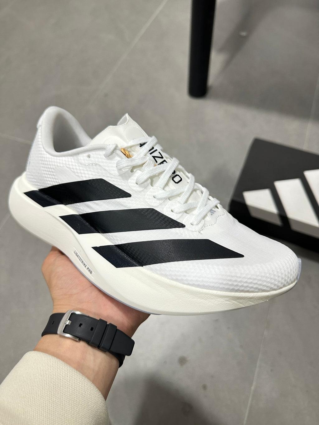 adidas Adizero Lightstrike Pro Running Shoes in White JR4736 - product image from the listing.
