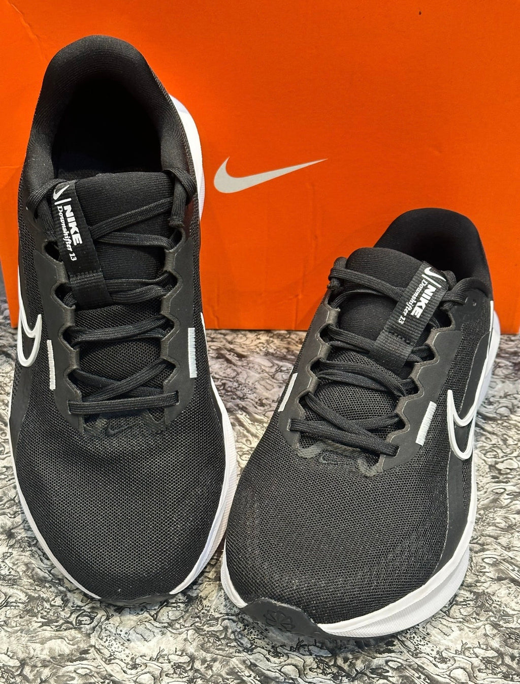 Nike Downshifter 13 Running Shoes in Black White FD6454-001 - product image from the listing.
