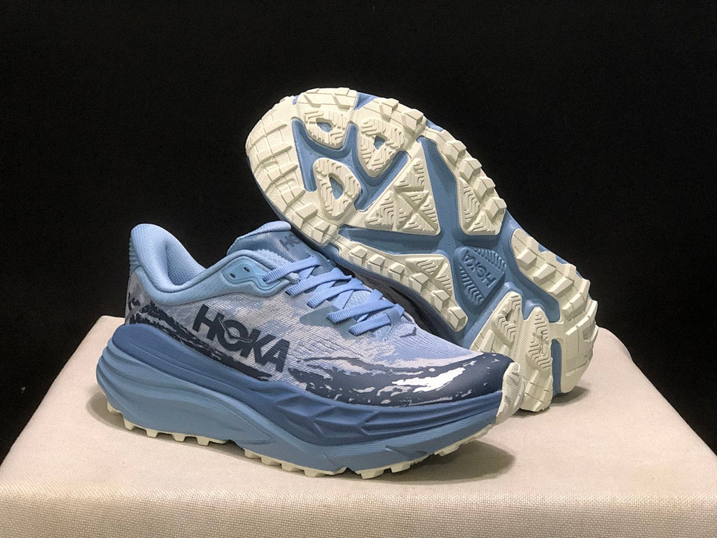 HOKA Stinson 7 Trail Shoes for Running, Blue Pattern - product image from the listing.
