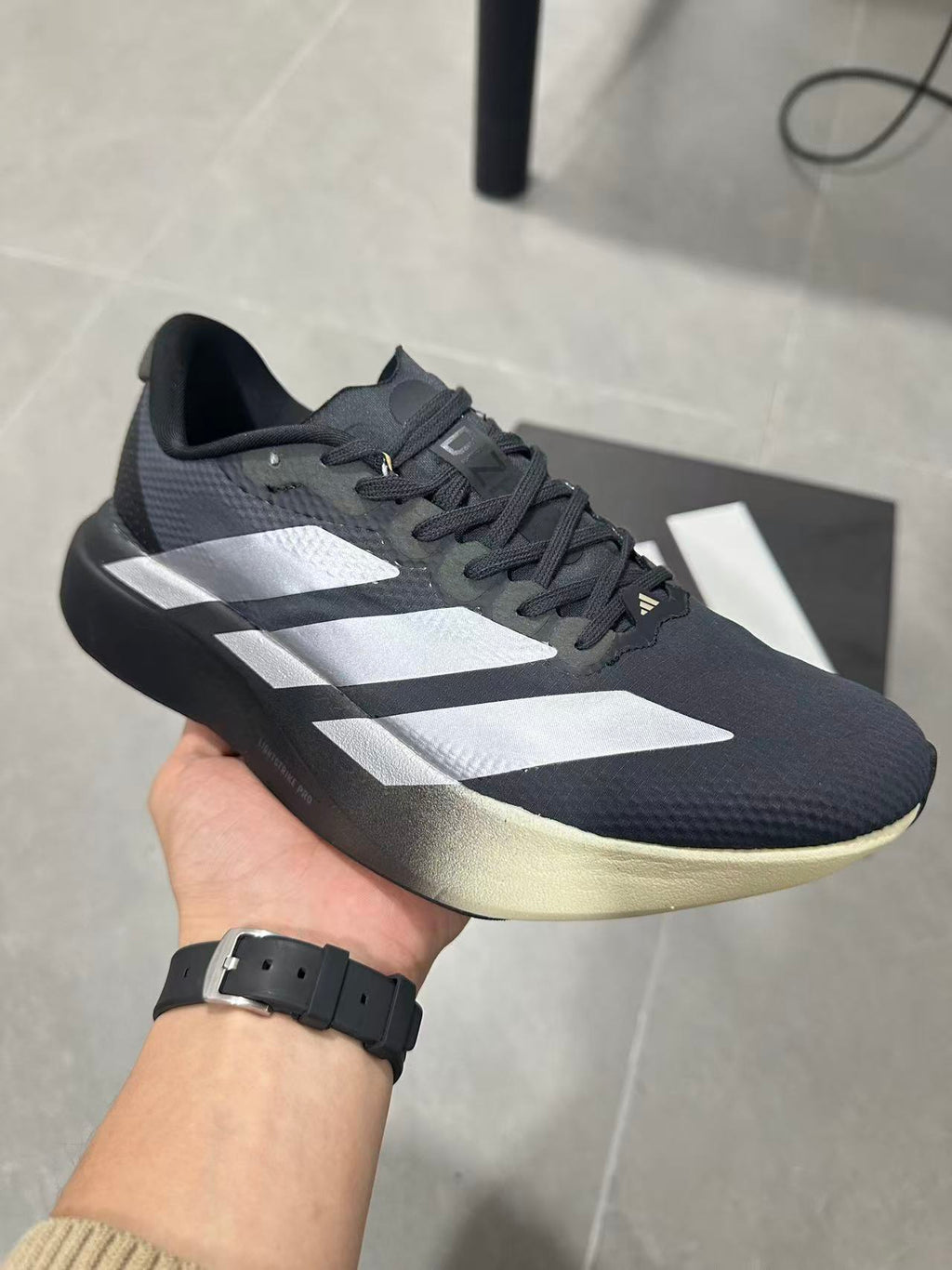 Adidas Lightstrike Pro Running Shoes in Black Silver KH8289 - product image from the listing.