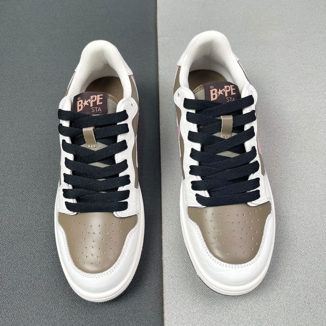 BAPE Sk8 Sta Low-Top Sneakers in White, in Taupe and Pink - product image from the listing.