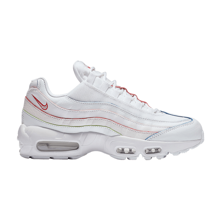 Women's Nike Air Max 95 Triple White (Rainbow Borders) - product image from the listing.