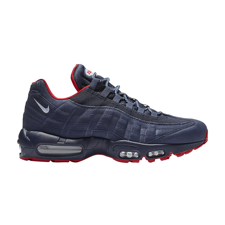Nike Air Max 95 in Midnight Navy University Red - product image from the listing.
