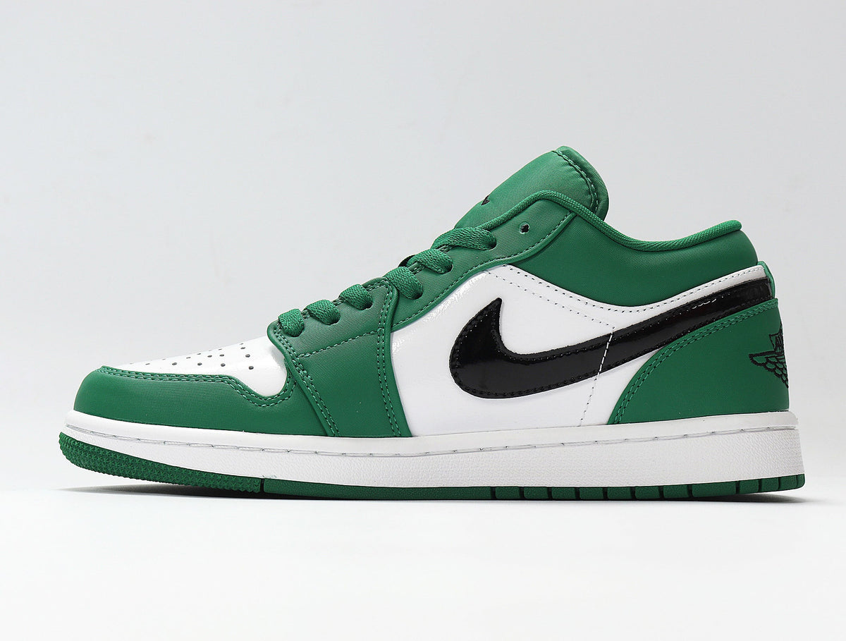 Air Jordan 1 Low White and Green Sneakers 553558-301 - product image from the listing.