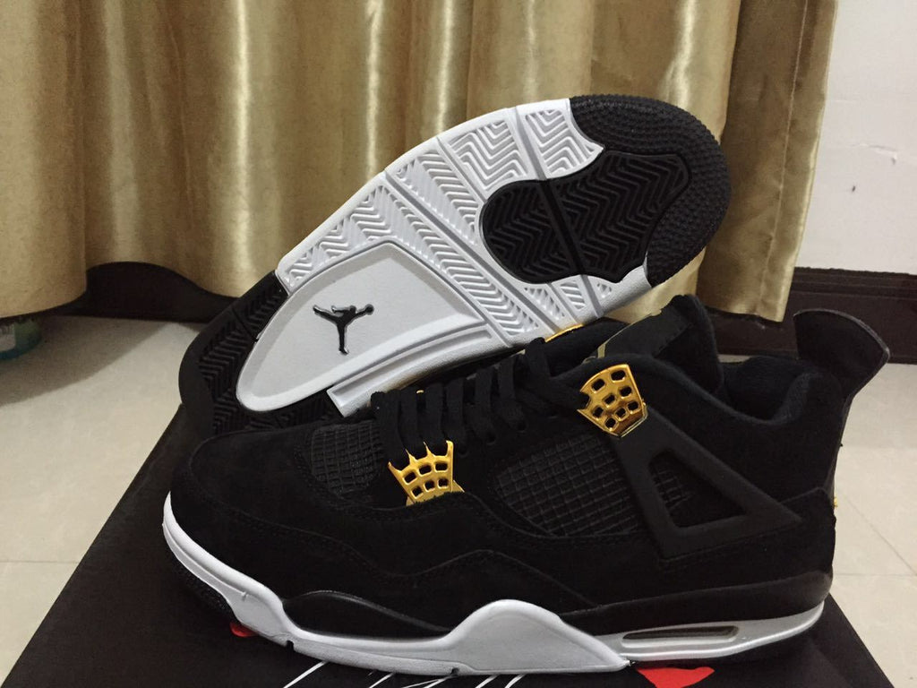 Jordan 4 High-Top Sneakers in Black and Gold - product image from the listing.
